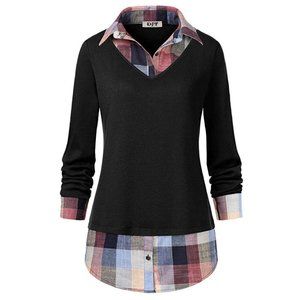 SOLD - DJT Contrast Plaid Layered Shirt